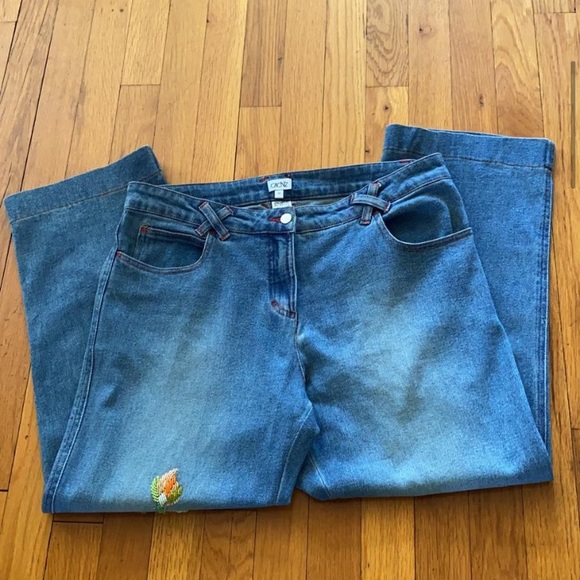 Cache embroidered floral animal Capri denim jeans - Picture 3 of 7